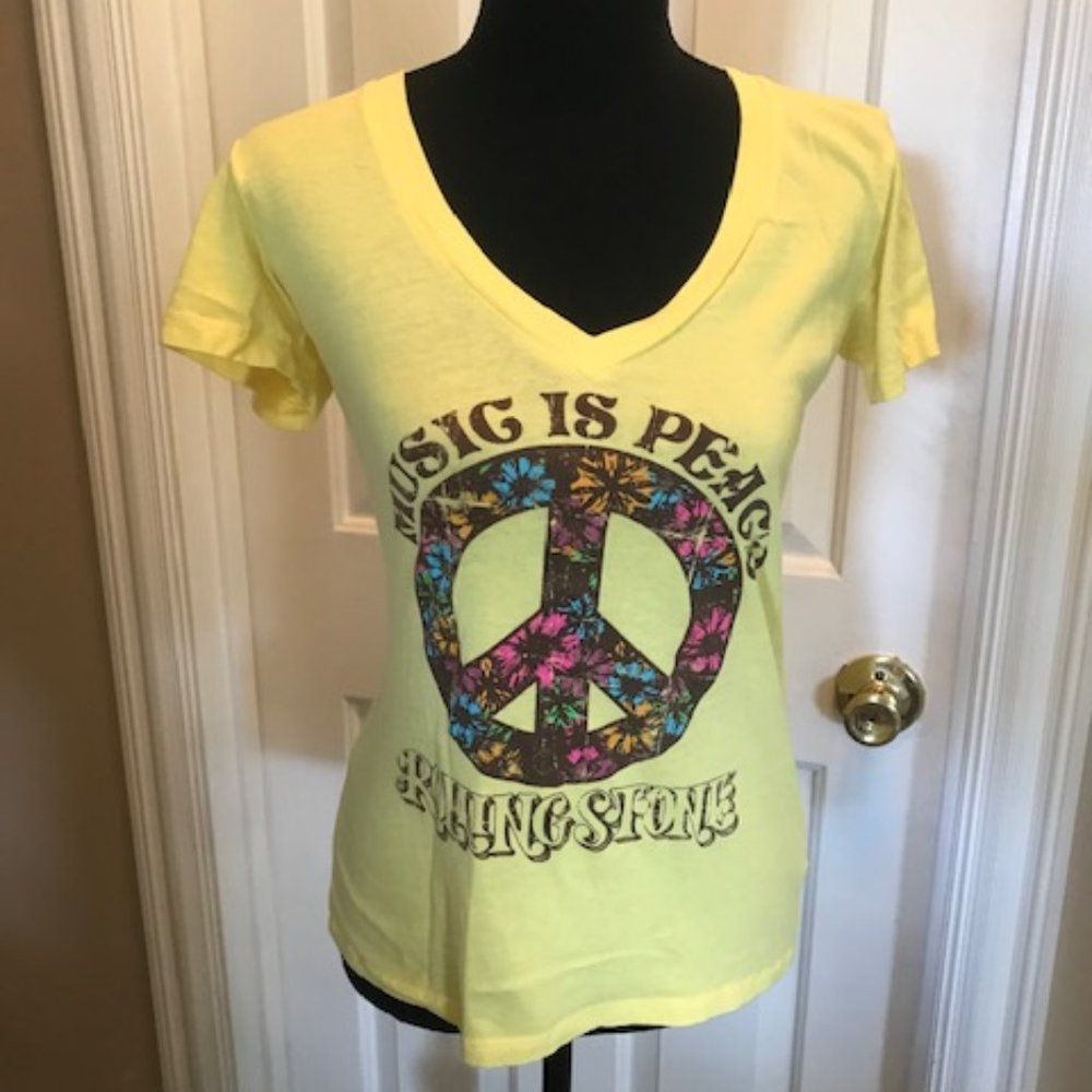 Rolling Stone Collection "music is peace" yellow tee